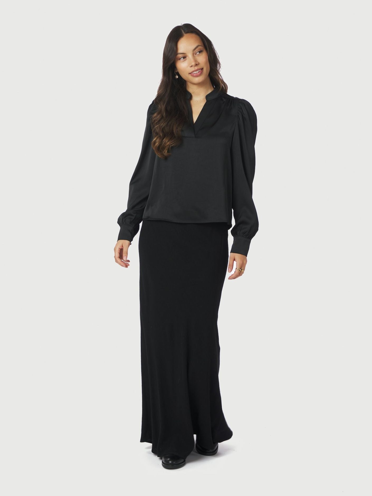 Rosslyn heavy sateen blouse - Black