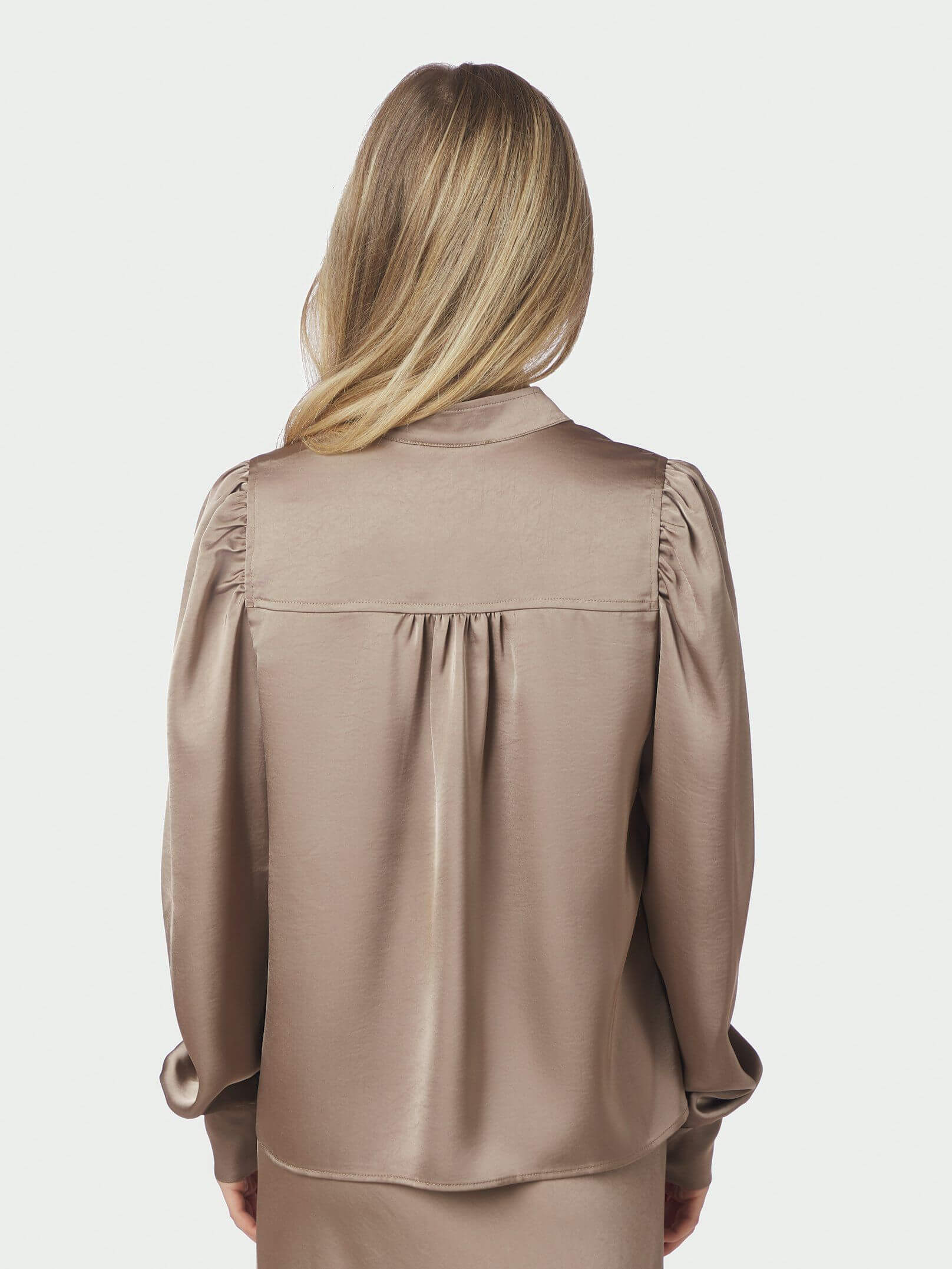 Rosslyn Heavy Sateen Blouse - Dark Taupe