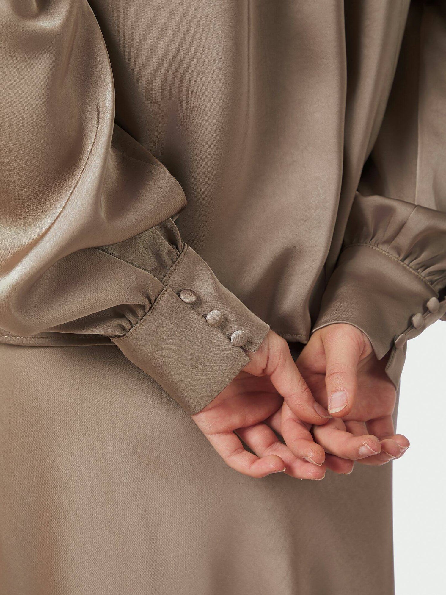 Rosslyn Heavy Sateen Blouse - Dark Taupe