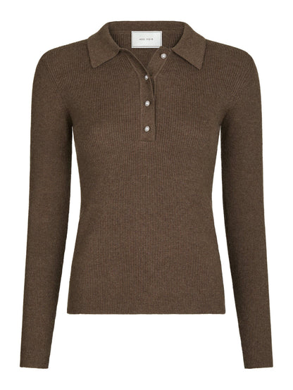 Panama Knit Blouse - Brown Melange