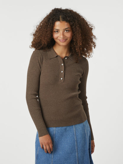 Panama Knit Blouse - Brown Melange