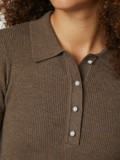 Panama Knit Blouse - Brown Melange