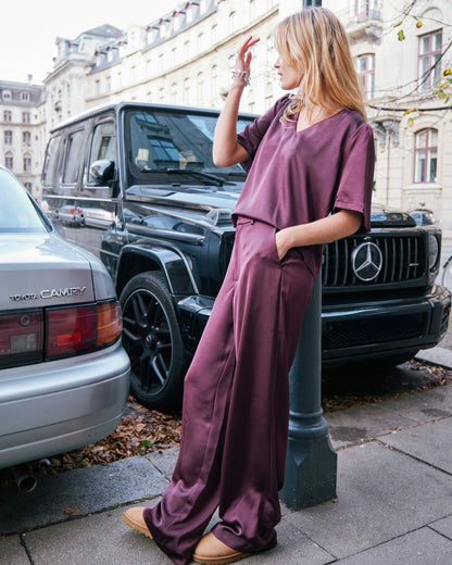 Emmet Heavy Sateen Pants - Burgundy