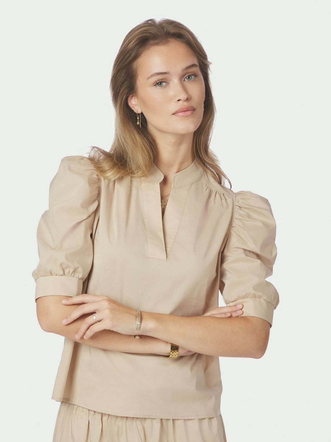 Roella Poplin Blouse - Dark Sand
