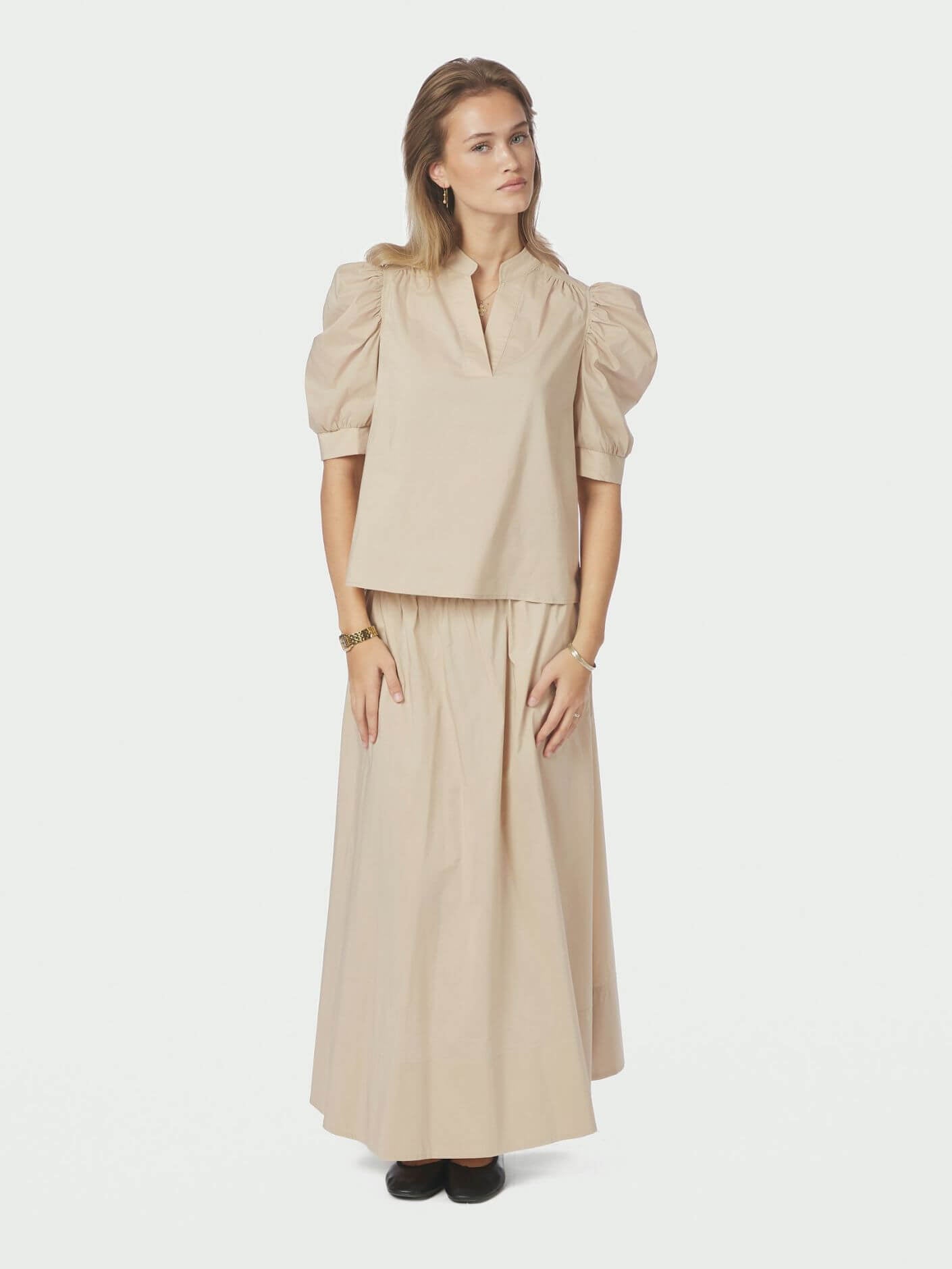 Roella Poplin Blouse - Dark Sand