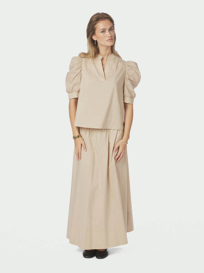 Roella Poplin Blouse - Dark Sand