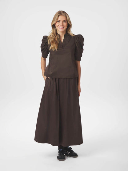 Roella Poplin Blouse - Chocolate Brown