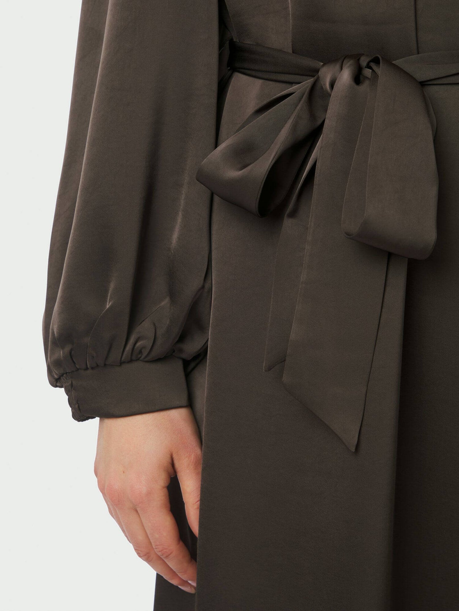 Rolana Heavy Sateen Dress - Dark Brown