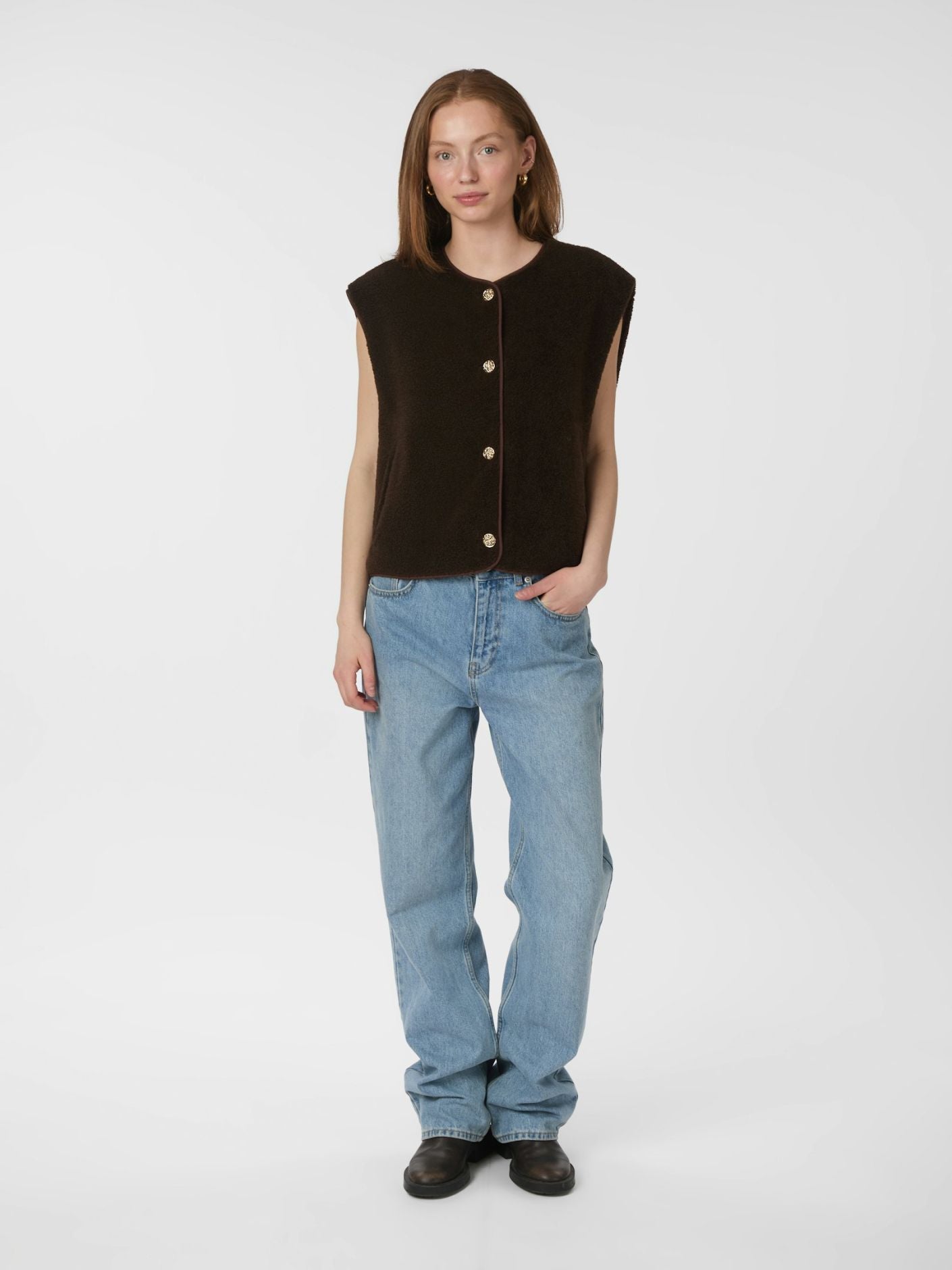 Mariko Teddy Vest - Dark Brown