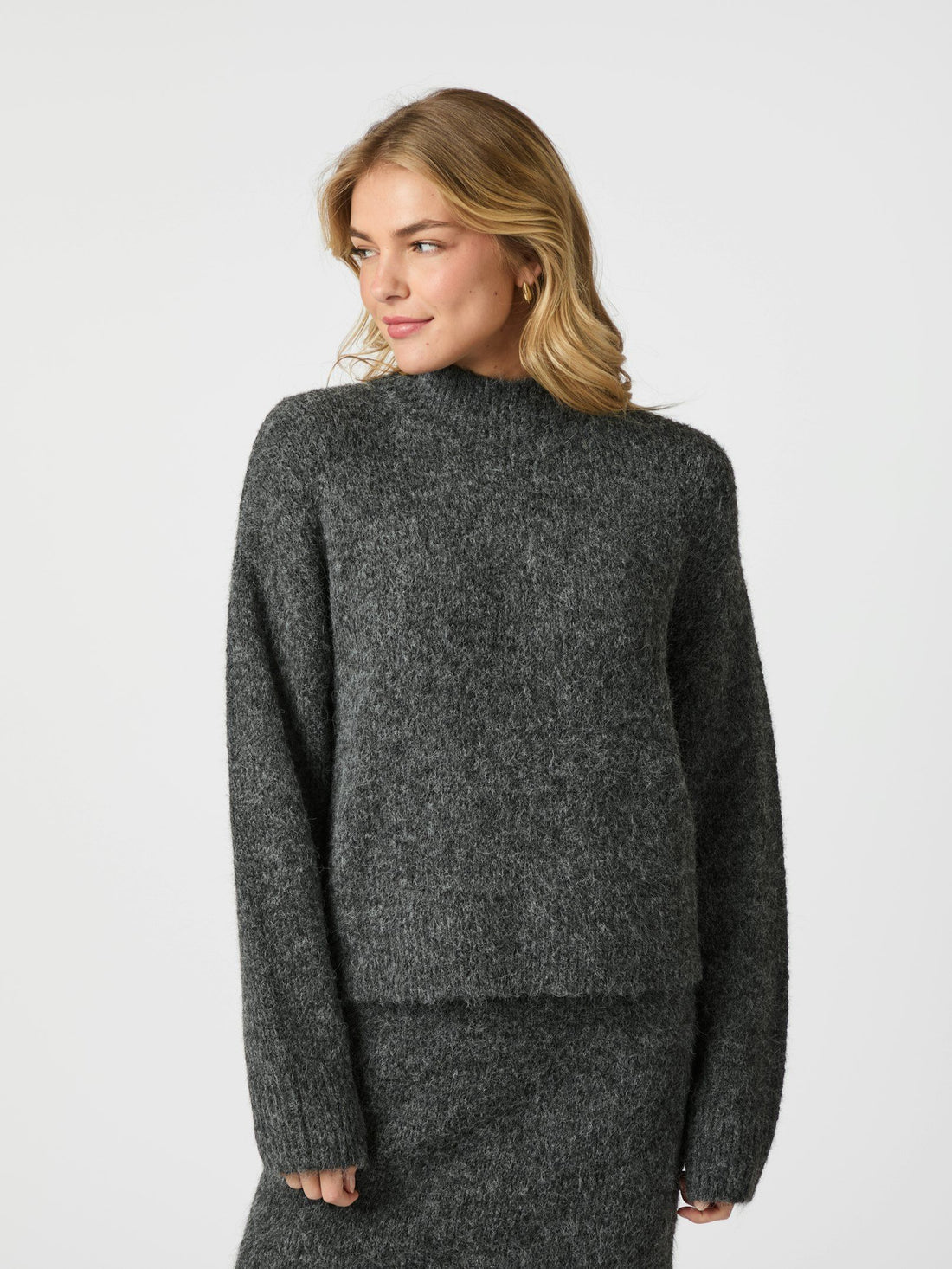 Paulina Fluffy Knit Blouse - Antracit