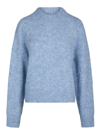 Paulina Fluffy Knit Blouse - Dusty Blue