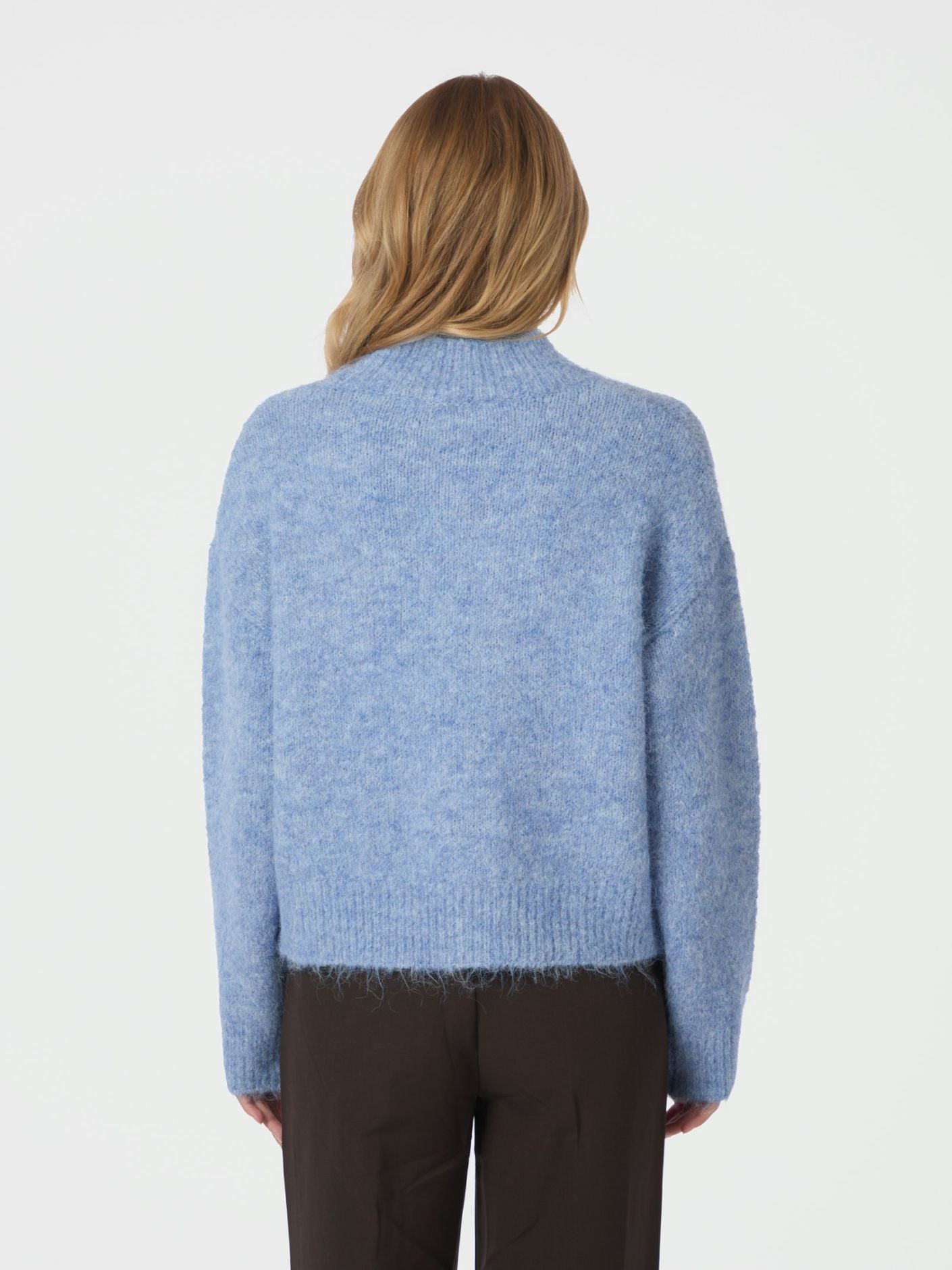 Paulina Fluffy Knit Blouse - Dusty Blue