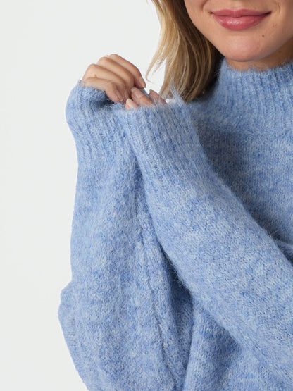Paulina Fluffy Knit Blouse - Dusty Blue