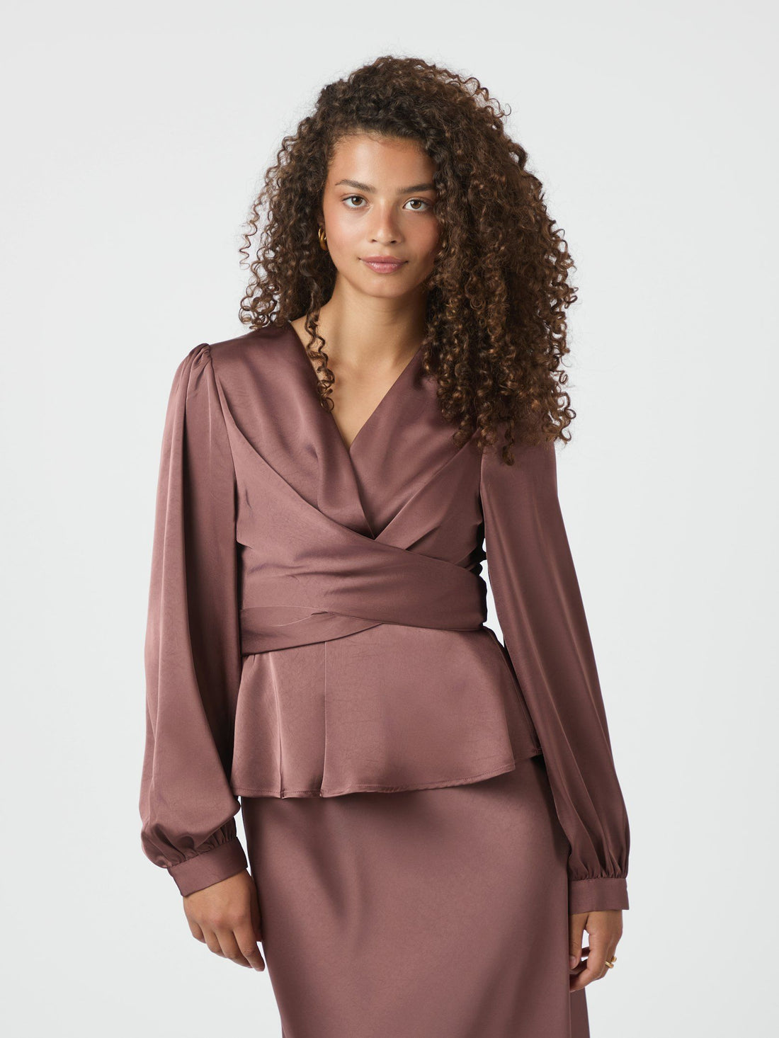Rista Heavy Sateen Blouse - Dark Rose