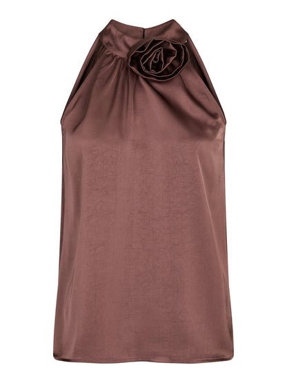 Rosette Heavy Sateen Top - Dark Rose