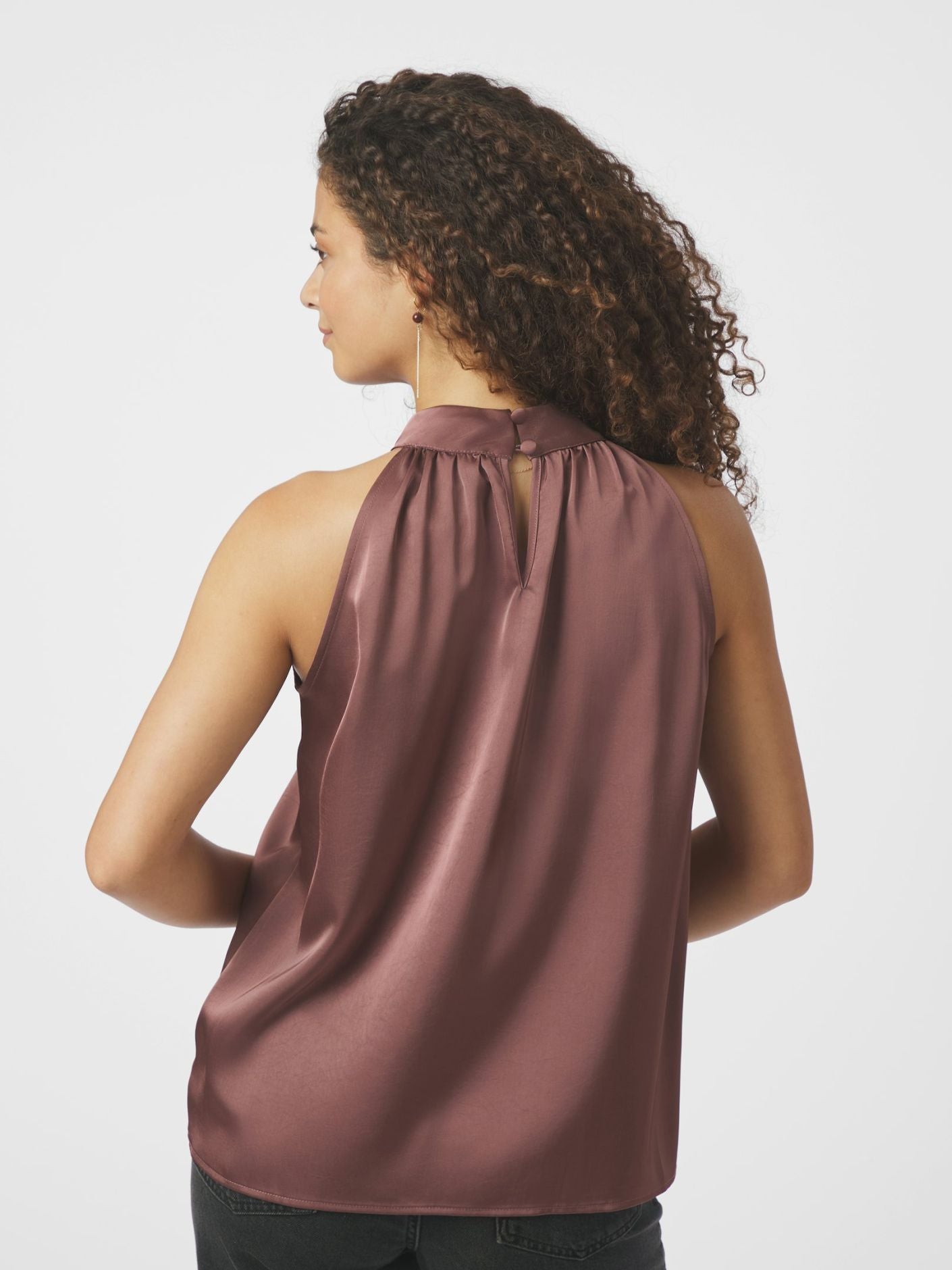 Rosette Heavy Sateen Top - Dark Rose