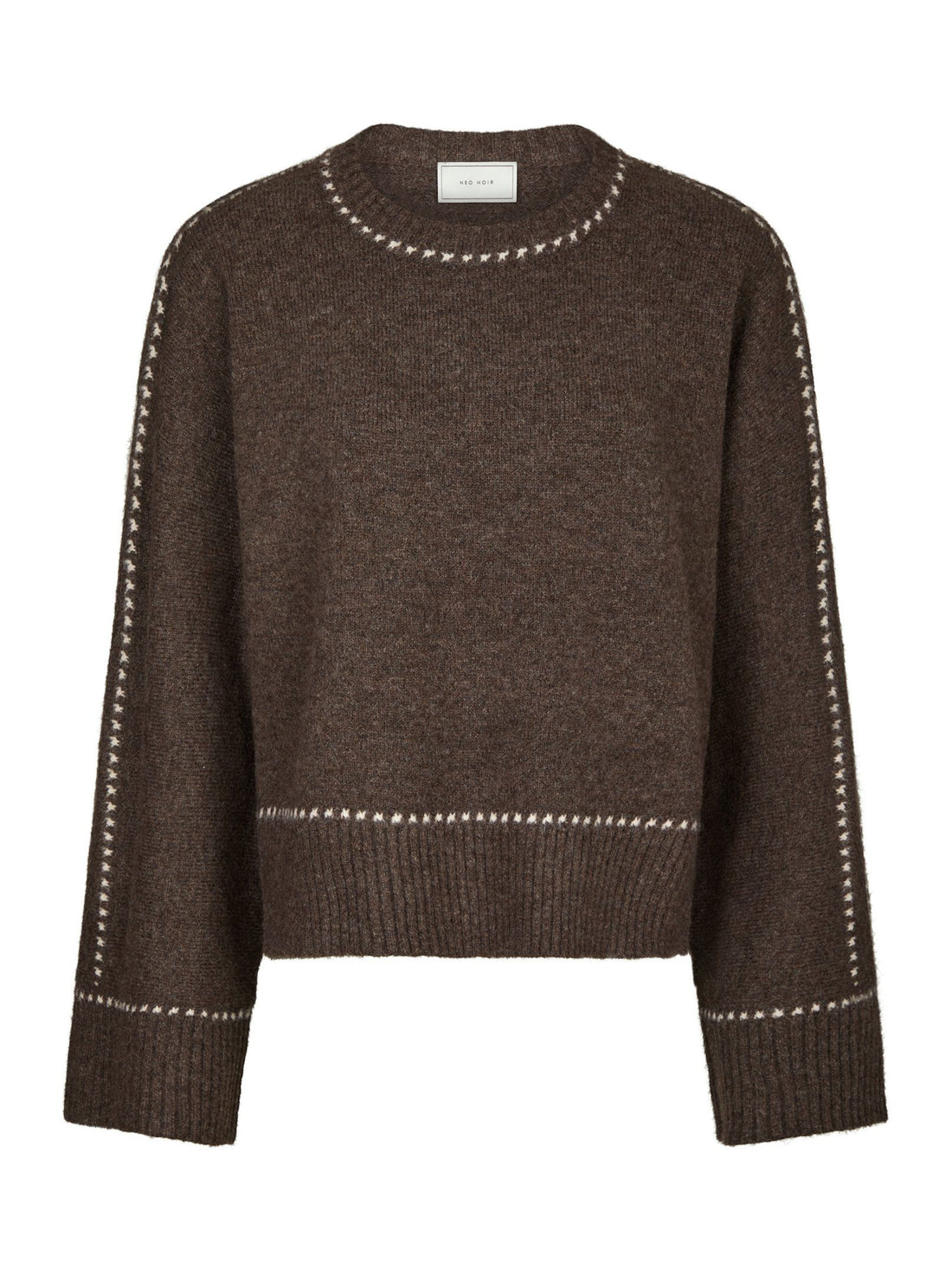 Roeme Knit Stitch Blouse - Brown Melange