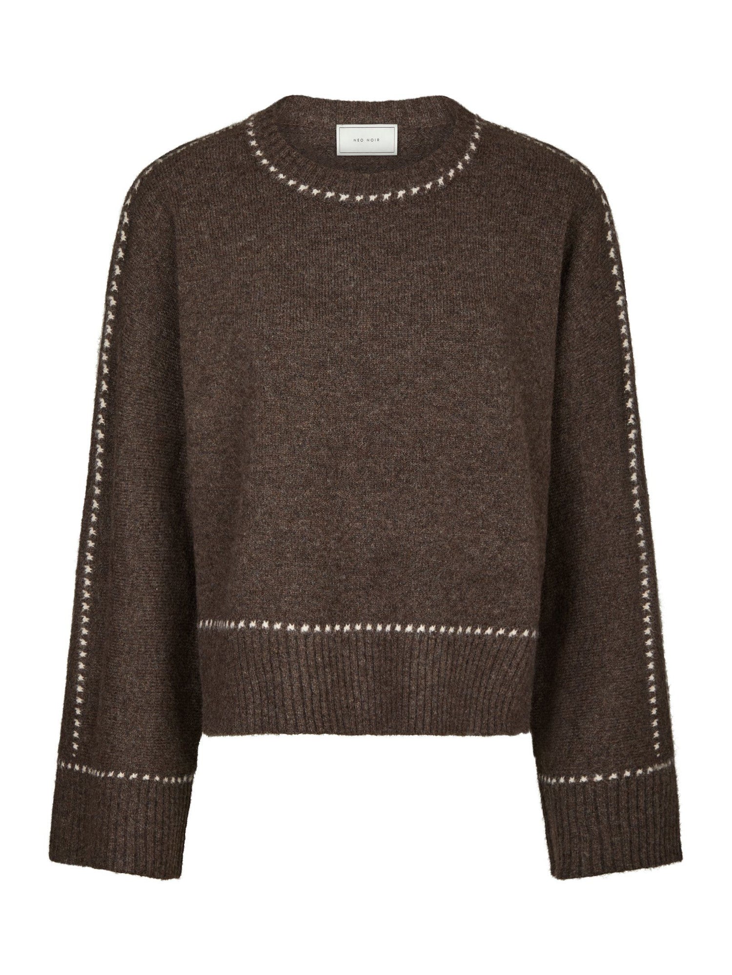 Roeme Knit Stitch Blouse - Brown Melange