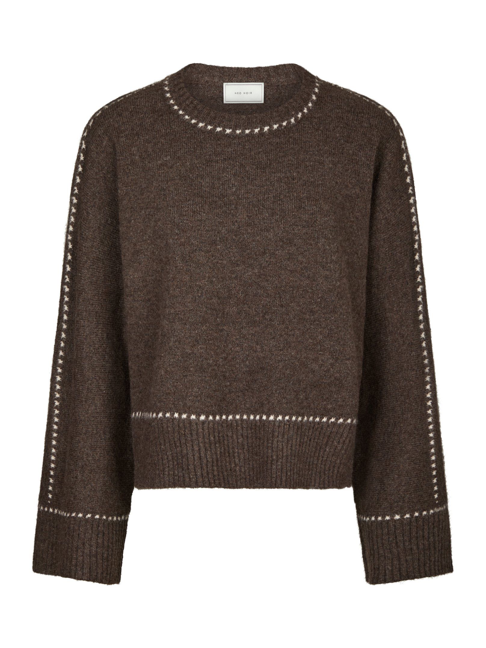Roeme Knit Stitch Blouse - Brown Melange