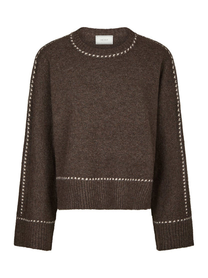Roeme Knit Stitch Blouse - Brown Melange