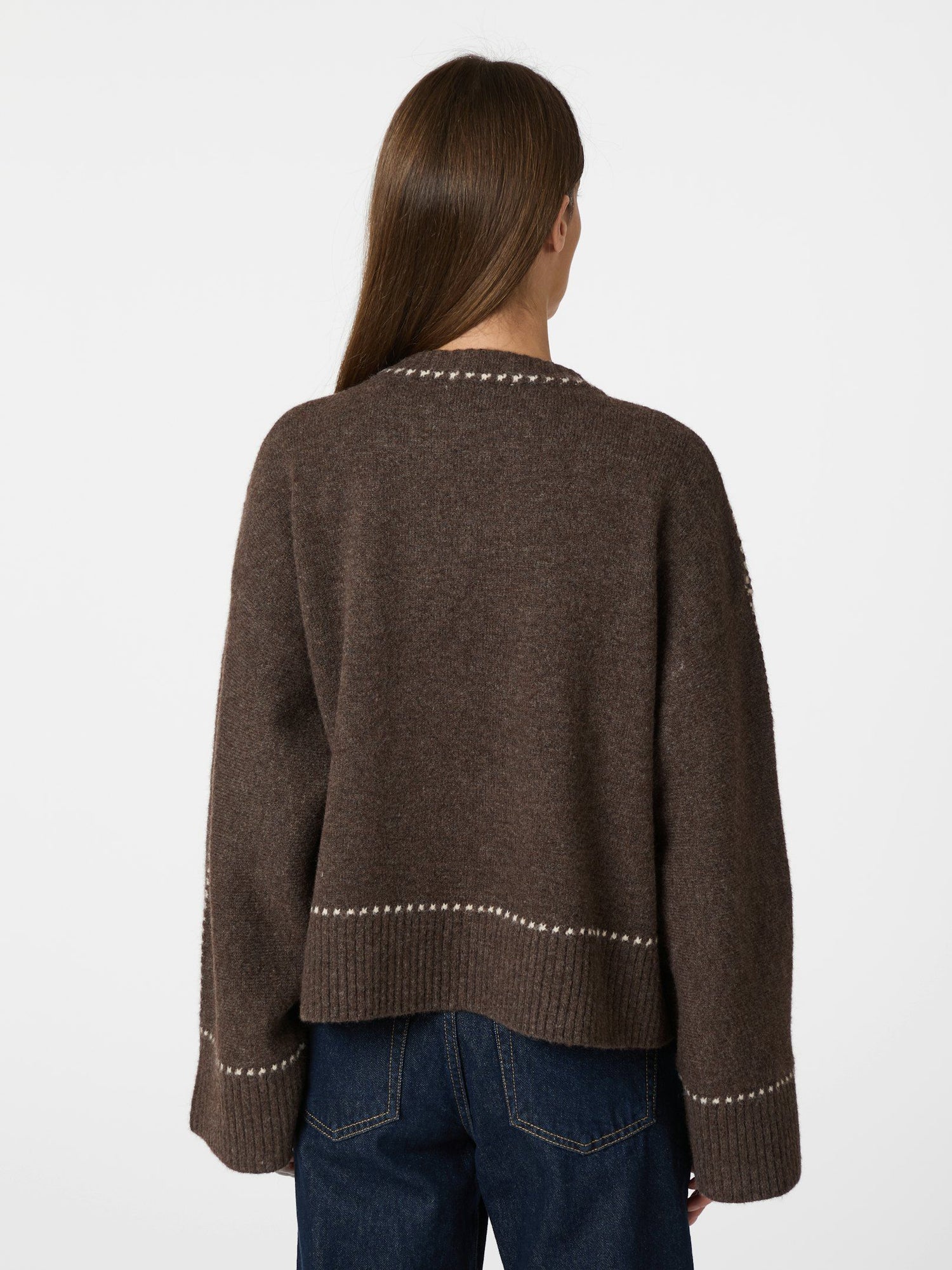 Roeme Knit Stitch Blouse - Brown Melange