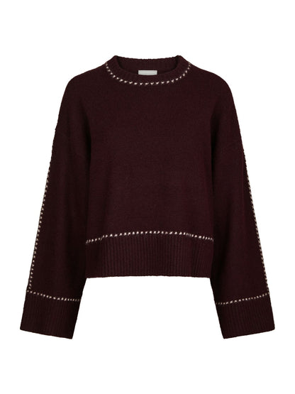 Roeme Knit Stitch Blouse - Wine
