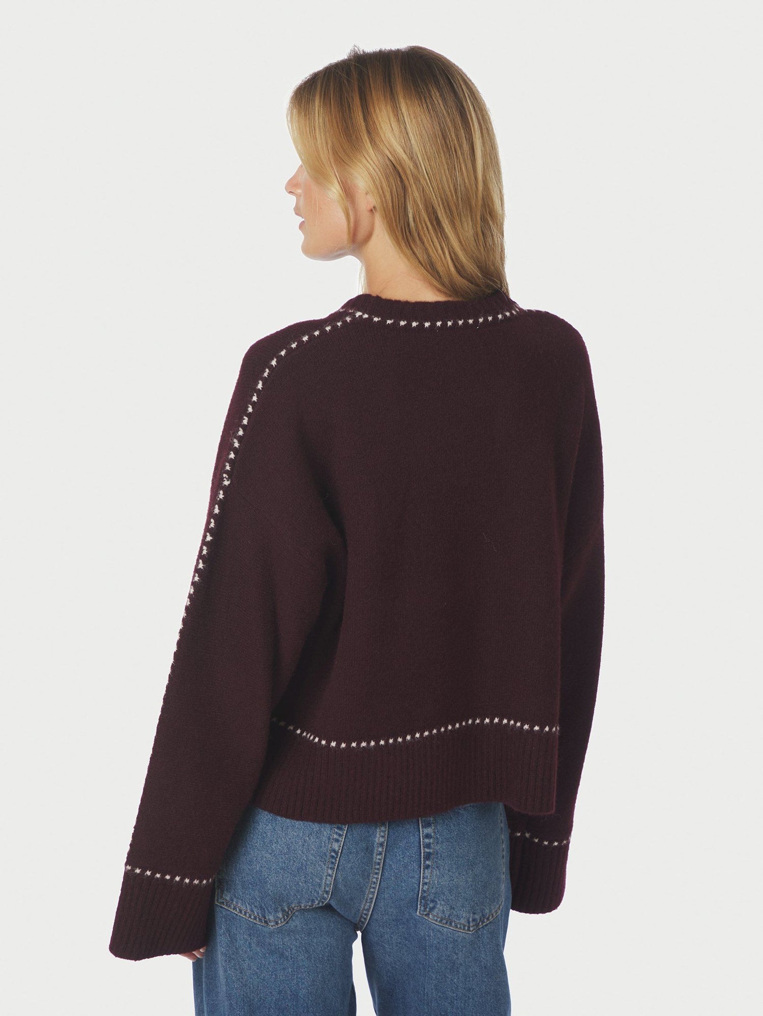 Roeme Knit Stitch Blouse - Wine