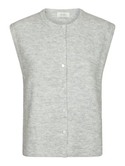 Everest Knit Vest - Light Grey Melange
