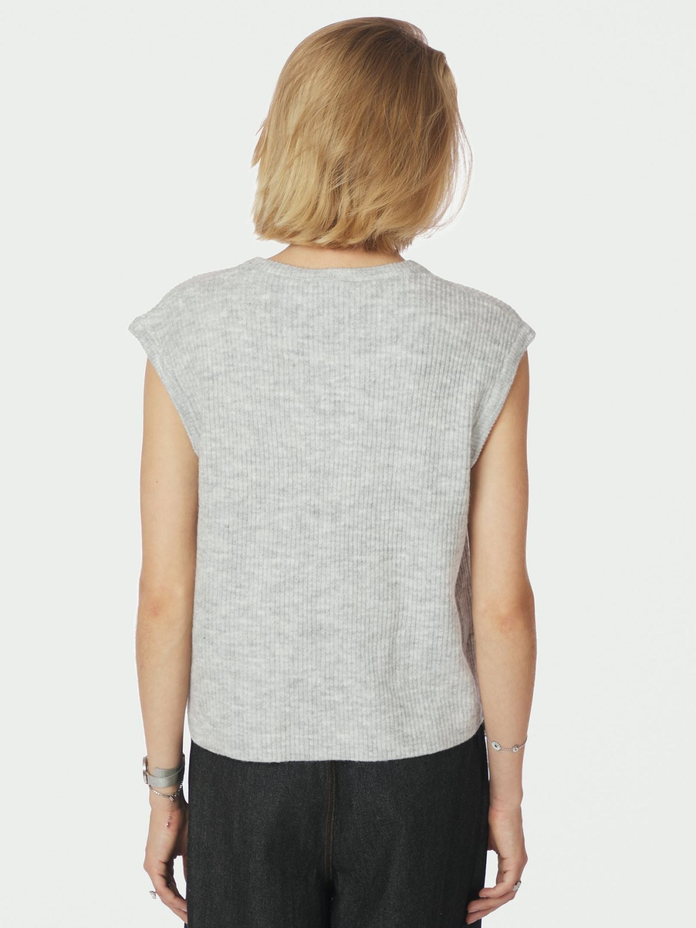 Everest Knit Vest - Light Grey Melange