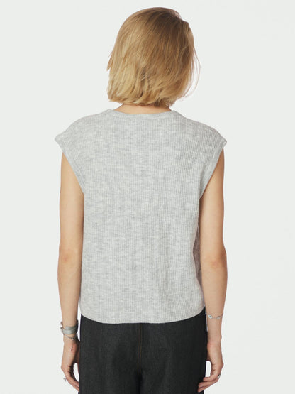 Everest Knit Vest - Light Grey Melange