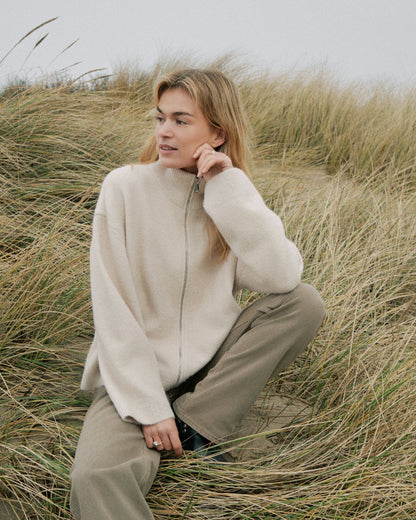 Asley Zip Knit Cardigan - Ivory