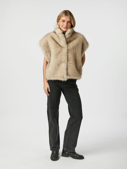 Kevini Faux Fur Vest - Beige