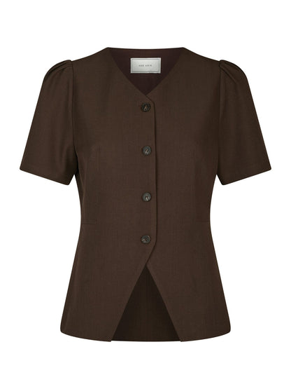 Jules Structure Blouse - Dark Brown