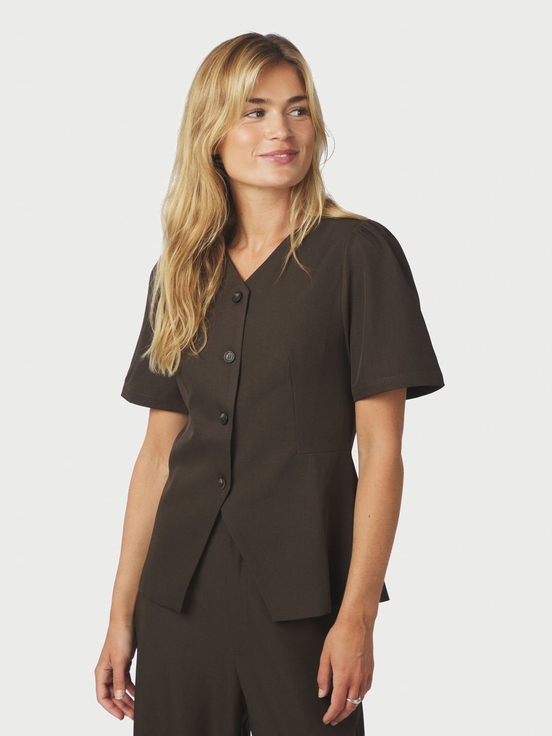 Jules Structure Blouse - Dark Brown