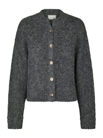 Taura Fluffy Knit Cardigan - Antracit