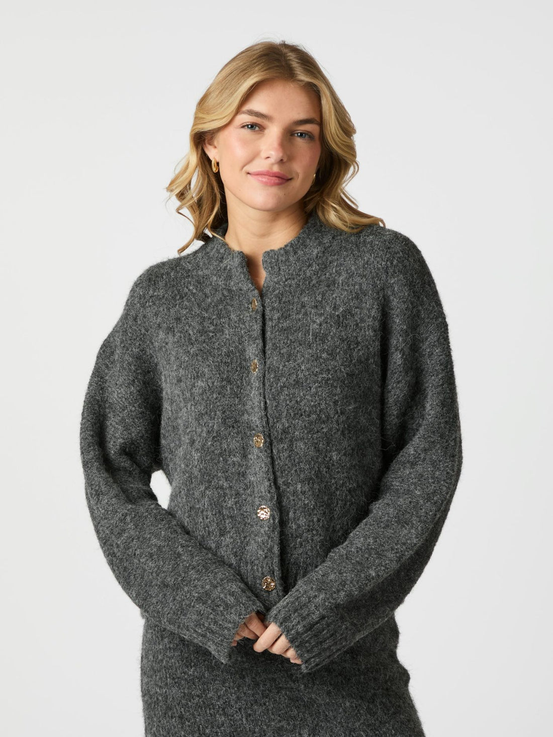 Taura Fluffy Knit Cardigan - Antracit