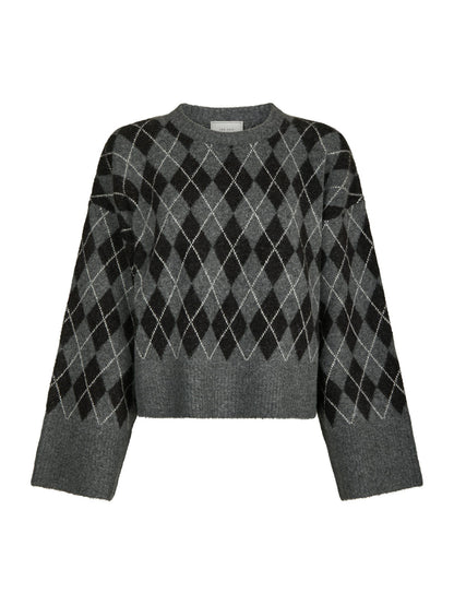 Kick Check Knit Blouse - Antracit