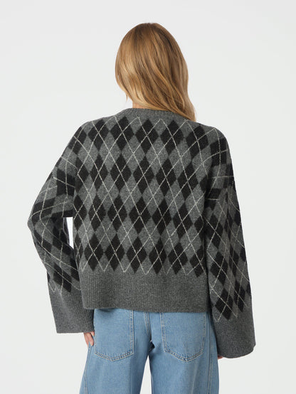 Kick Check Knit Blouse - Antracit