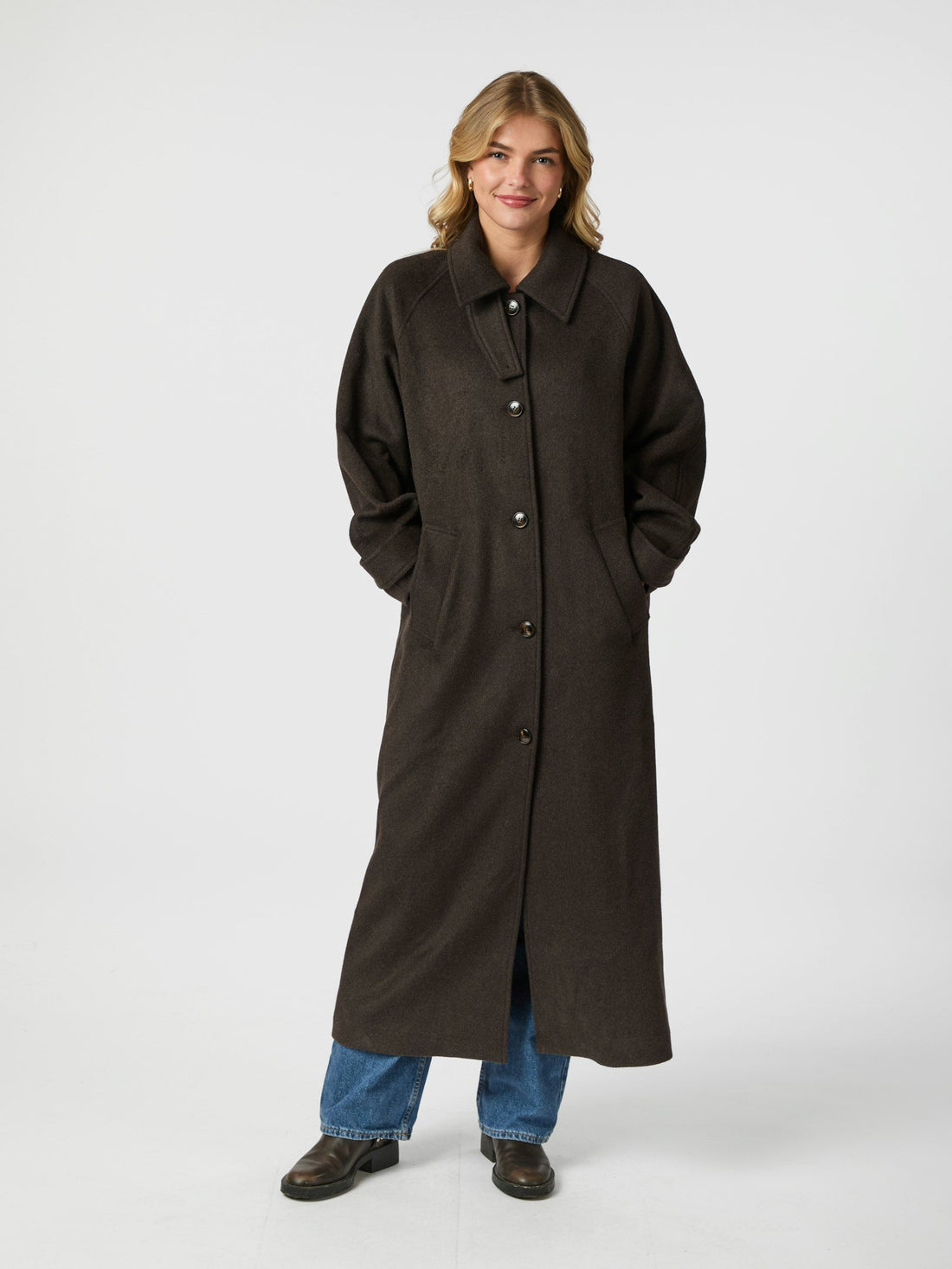 Keaton Wool Coat - Chocolate Brown