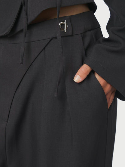 Zalka Eyelet Pants - Dark Grey