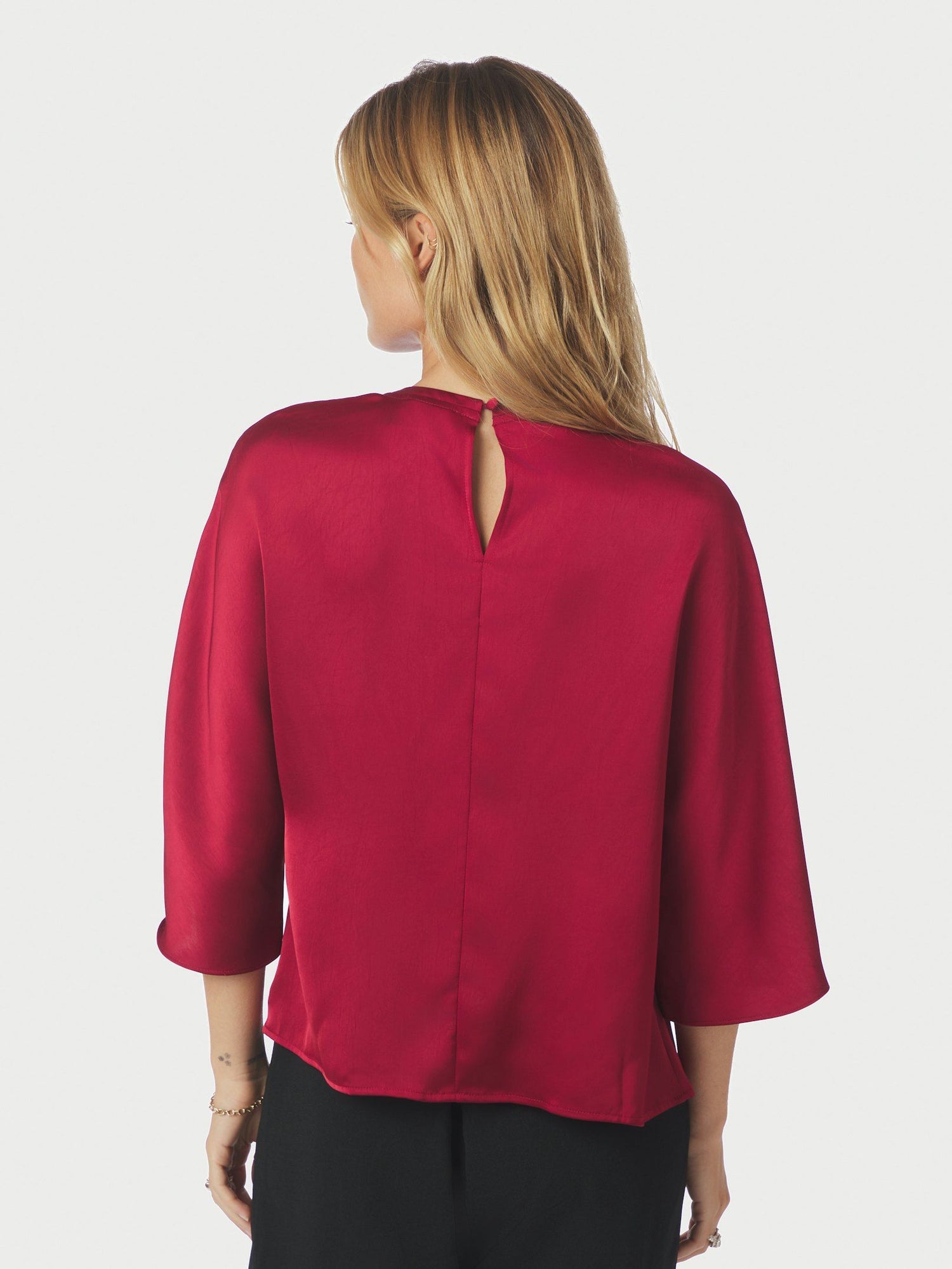 Liora Heavy Sateen Blouse - Dark Red