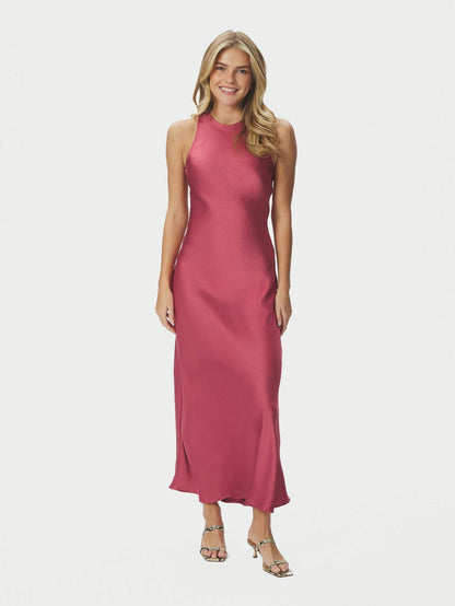 Celinie Heavy Sateen Dress - Cherry Pink