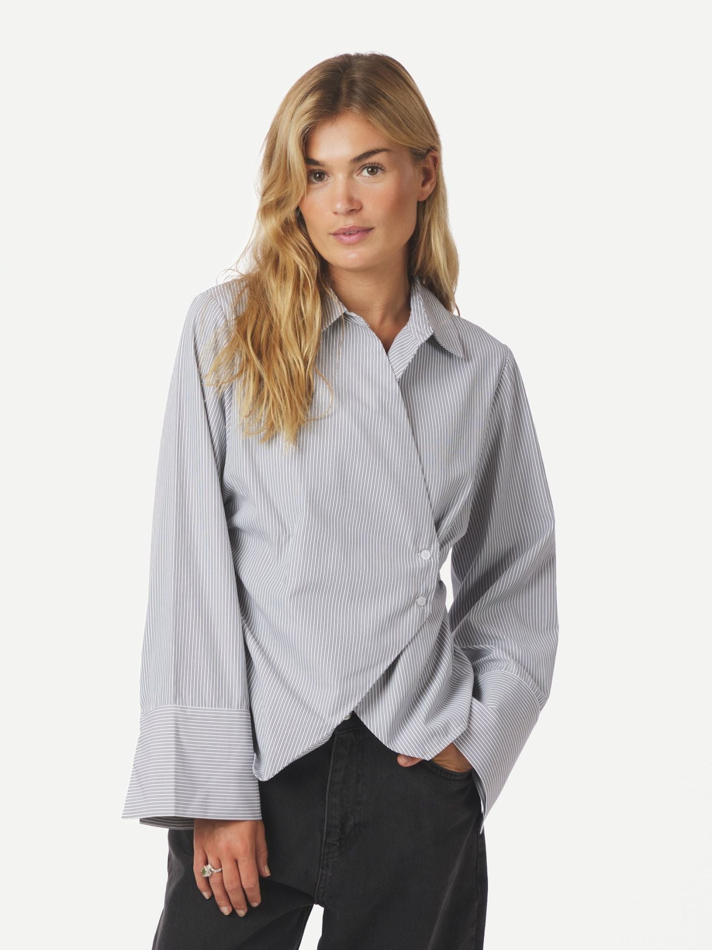 Fenli Striped Shirt - Grey