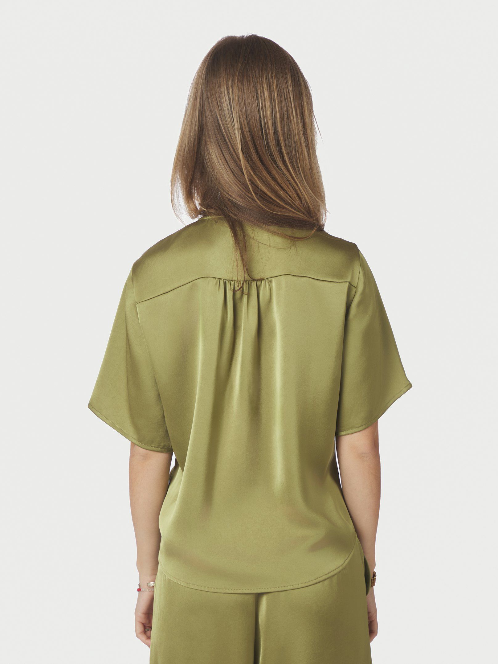 Casadia Heavy Sateen Blouse - Sage Green