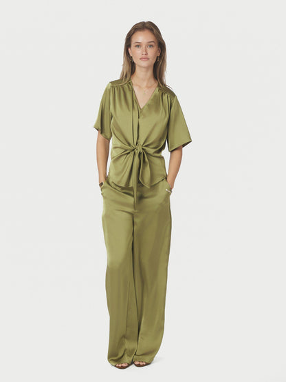 Casadia Heavy Sateen Blouse - Sage Green