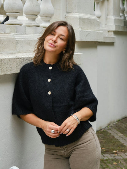 Benuta Fluffy Knit Cardigan - Black