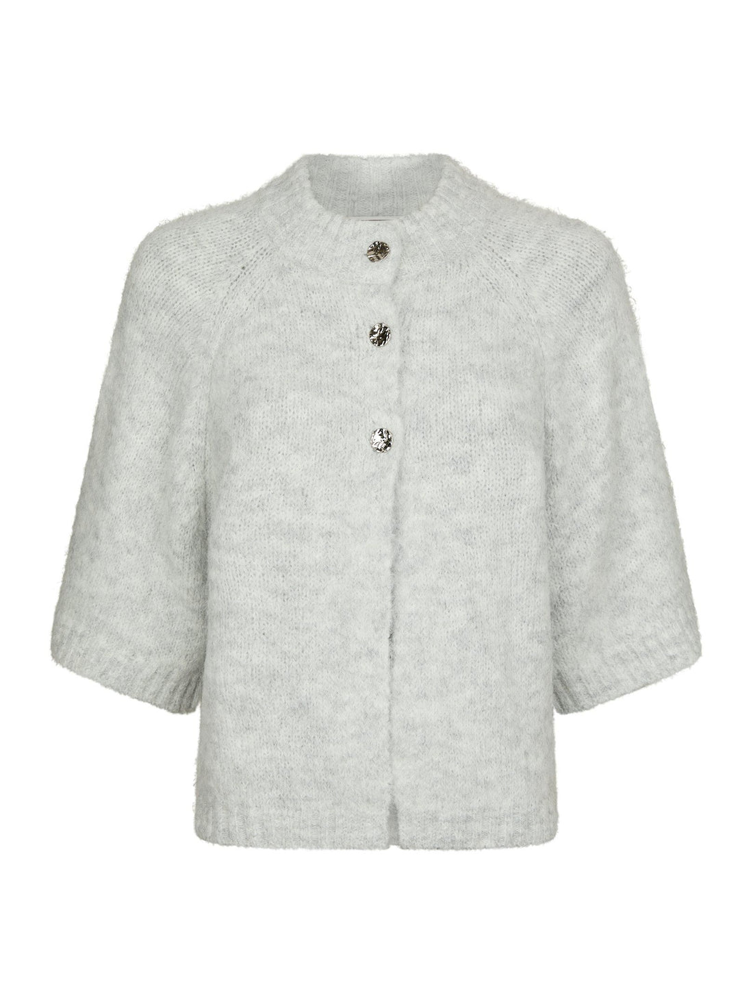 Benuta Fluffy Knit Cardigan - Light Grey Melange