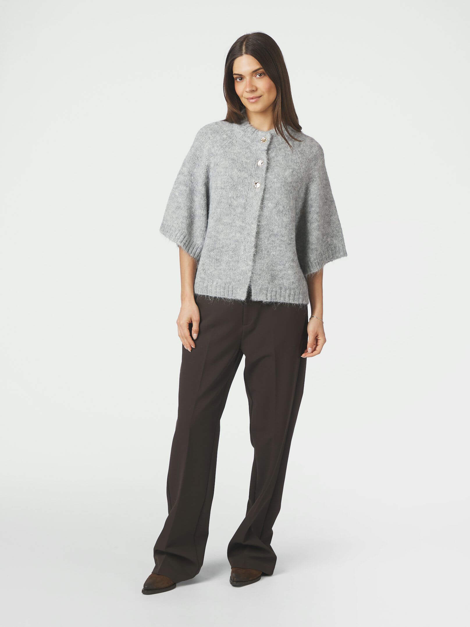 Benuta Fluffy Knit Cardigan – Grau meliert