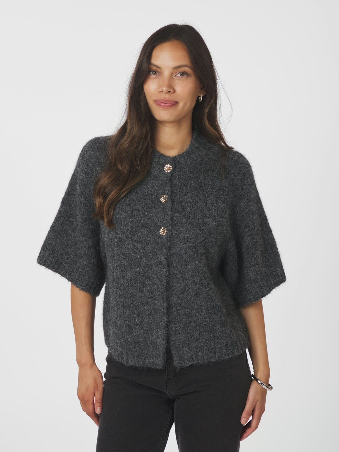 Benuta Fluffy Knit Cardigan - Antracit Melange