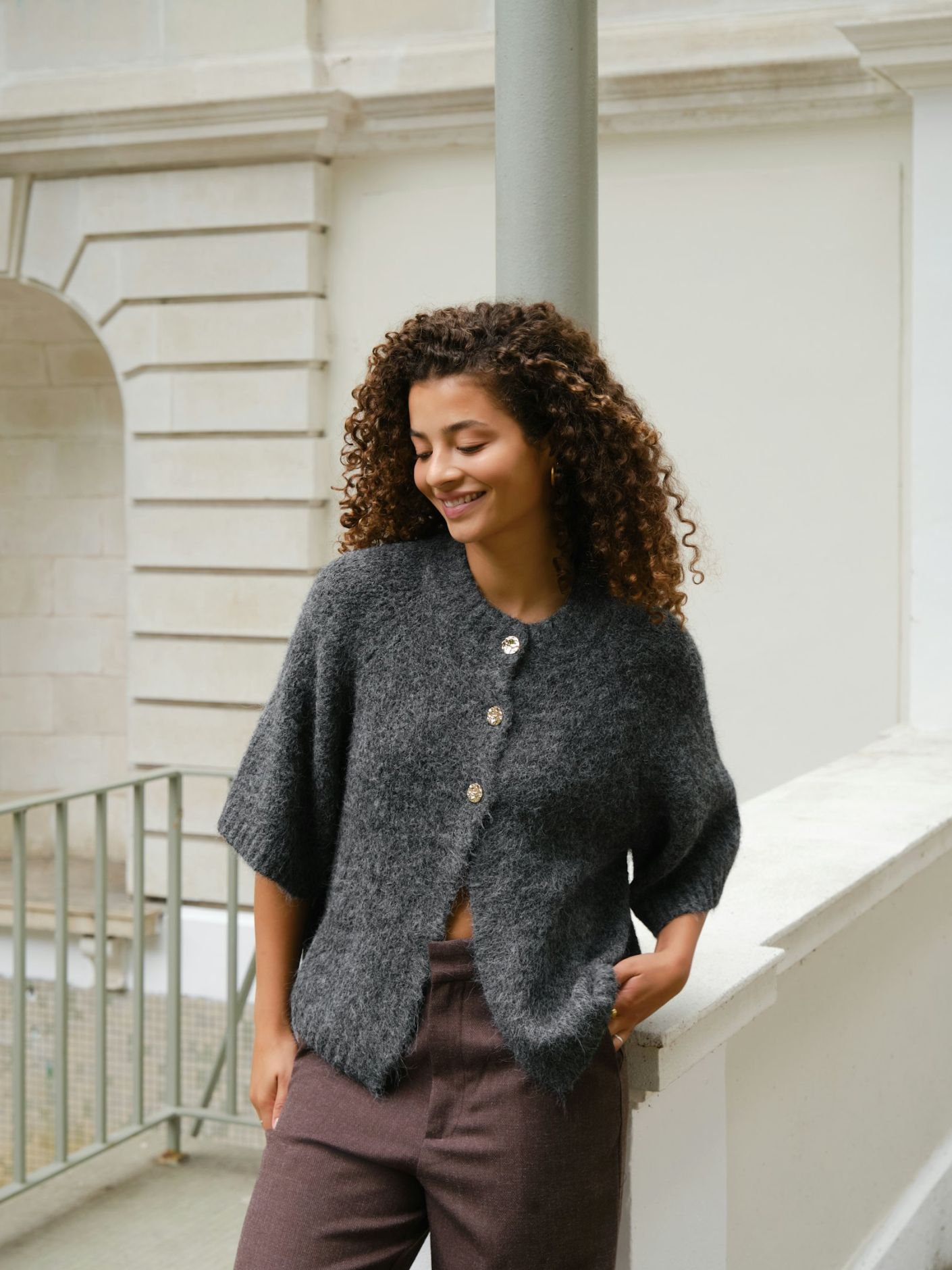 Benuta Fluffy Knit Cardigan - Antracit Melange